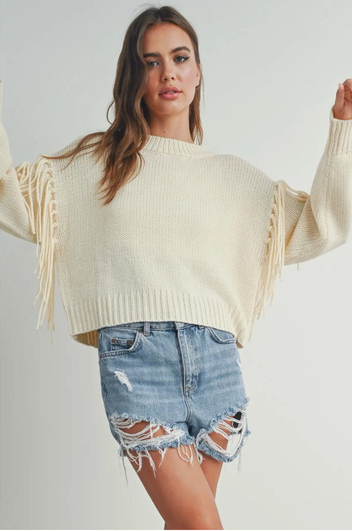 sweet cream fringe sweater