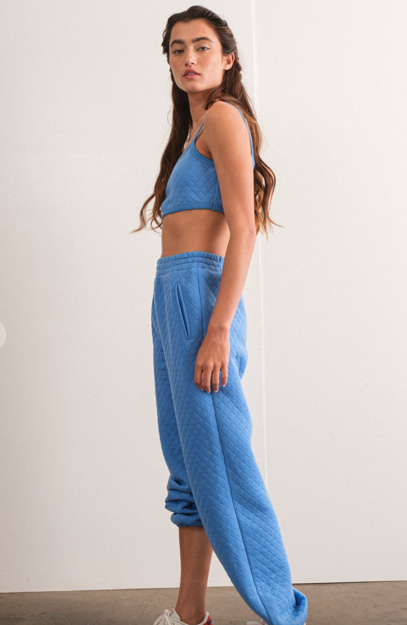 Lara Quilted Fabric Crop Top And Jogger Pants Set