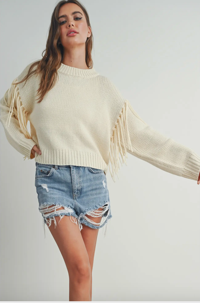 sweet cream fringe sweater