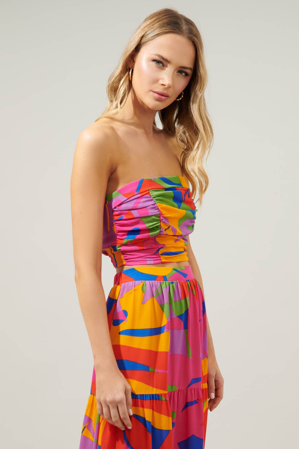 Soleil Floral On the Low Pleated Tube Top
