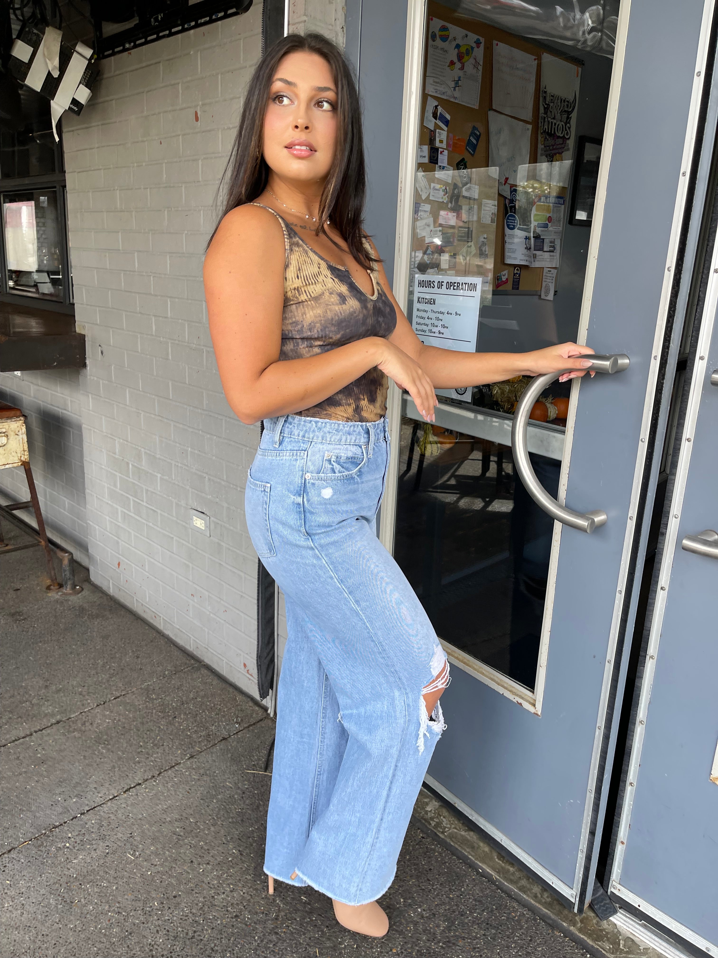 hooked on you wide leg denim
